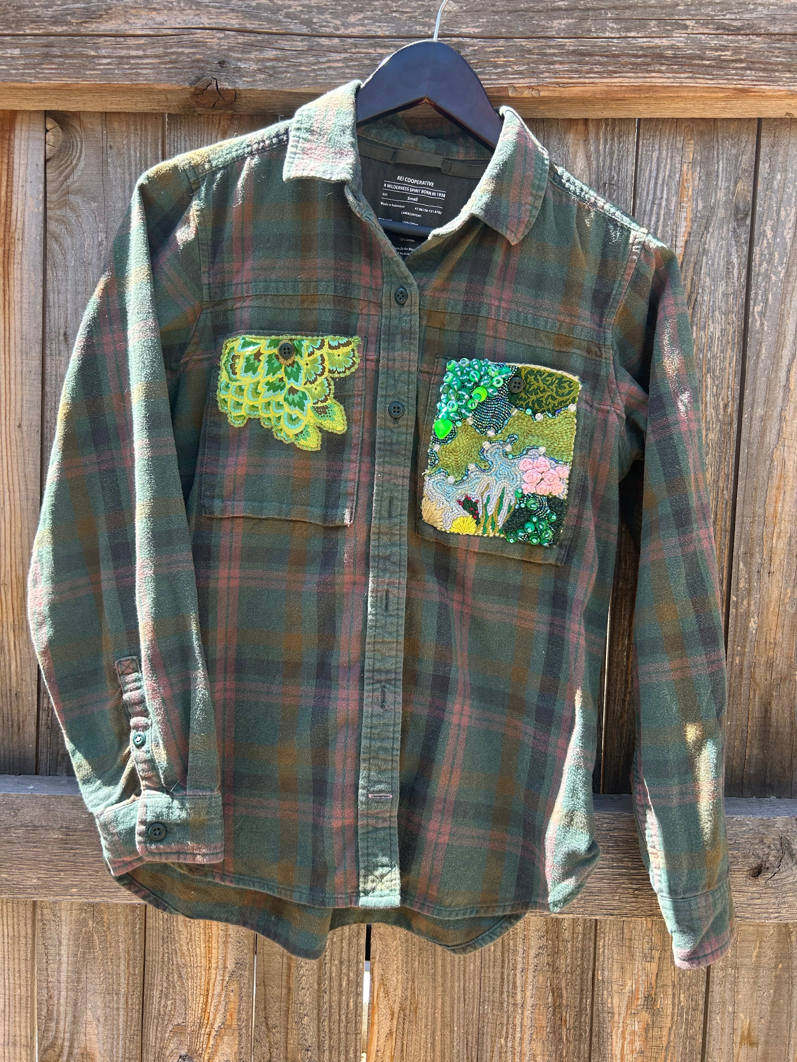 Mossy Embroidered Flannel