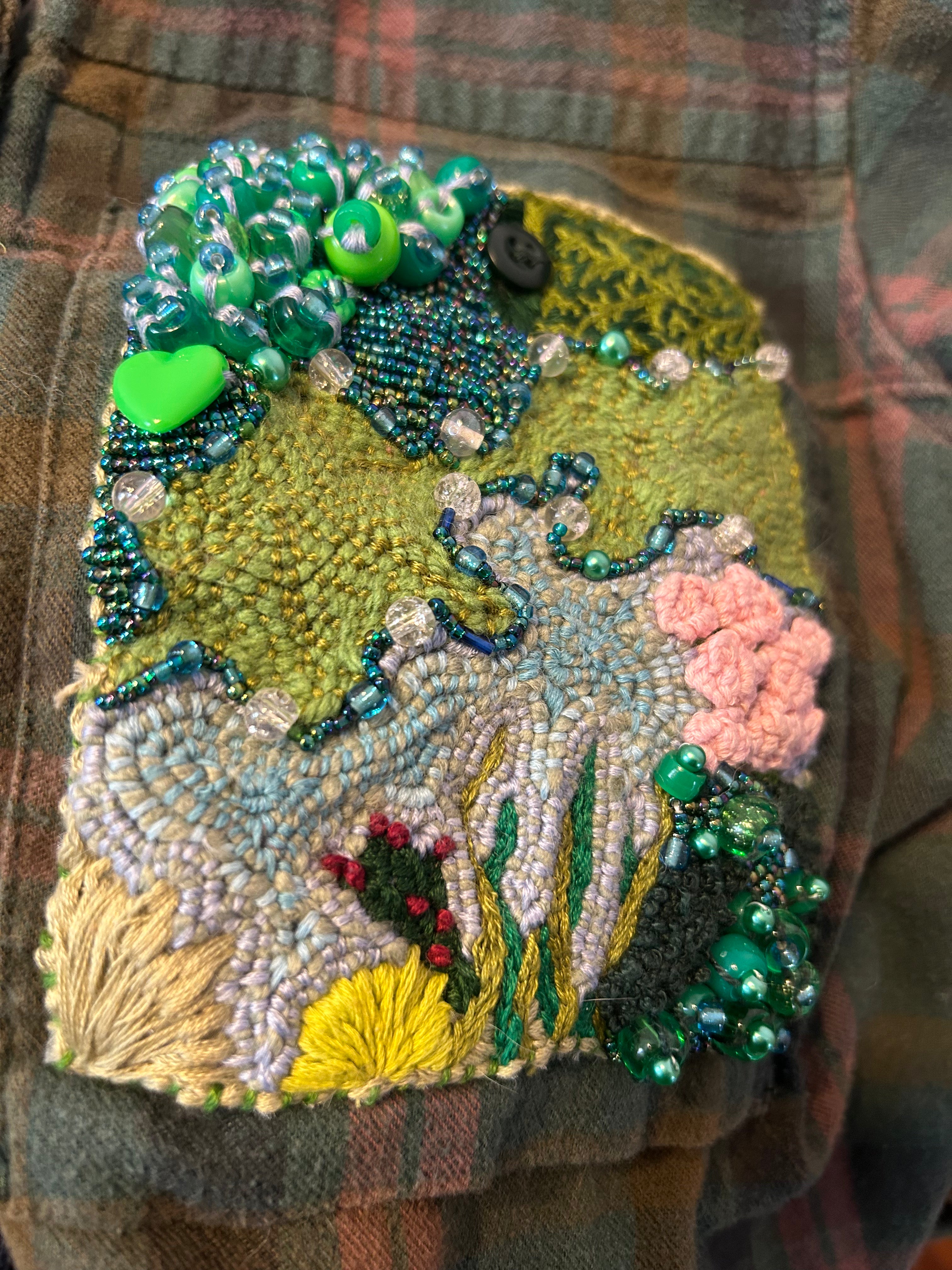 Mossy Embroidered Flannel