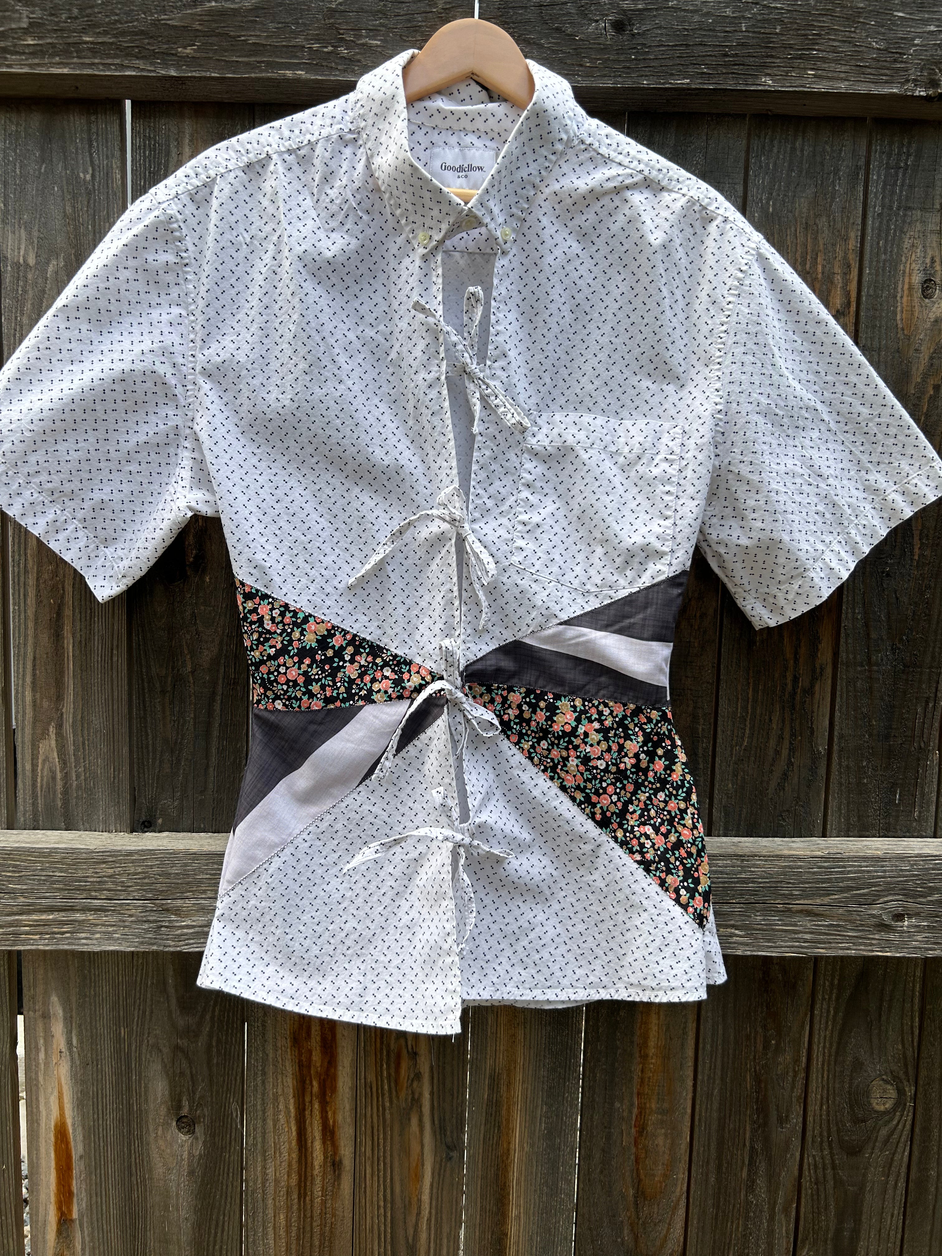 Patchwork & ties blouse